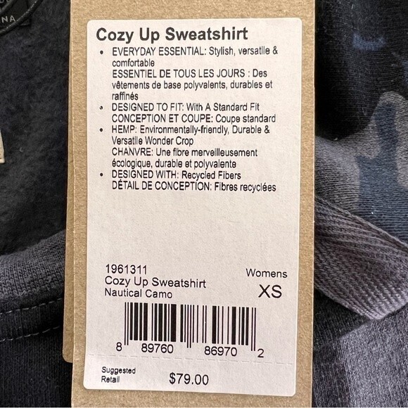 PrAna Cozy Up Sweatshirt Nautical Camo Size XS NWT - Picture 8 of 11